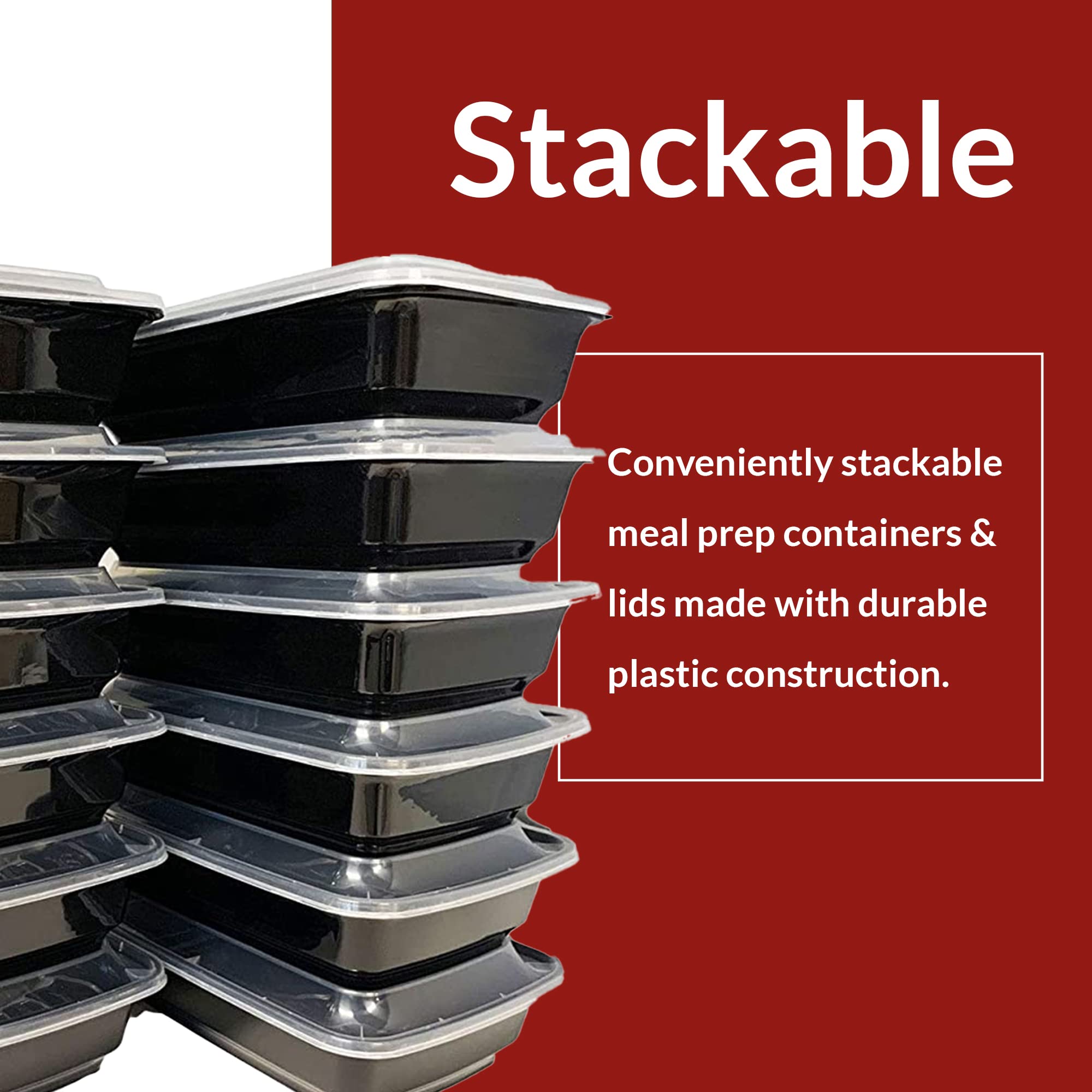 Reli. Meal Prep Containers, 38 Oz. | 45 Pack | Large 1 Compartment Food Container W/Clear Lids | Microwavable Food Storage Conta